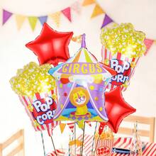 Bộ 5 bóng bay chủ đề rạp xiếc, bao gồm bóng bay hình rạp xiếc, bóng bay hình bỏng ngô, bóng bay hình ngôi sao năm cánh, thích hợp để trang trí tiệc sinh nhật, tiệc xem phim, tiệc lễ hội, trang trí phông nền biểu diễn xiếc, trang trí tiệc tùng. - Nhiều màu - Xem 7
