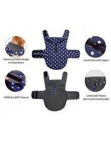 PETSIN 中大型犬冬季外套，带羊毛衬里的保暖背心 - 宠物服装，寒冷天气狗狗雪地夹克，防风冬季大衣 - 深灰色 - 查看 5