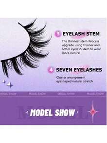 Cartoon Style Natural Cat Eye False Eyelashes, Thick Crossed Mink False Eyelashes, Anime False Eyelashes, Lengthening Makeup Tools For Party & Travel (MSC14) Strip Eyelashes, Eyelashes, False Eyelashes - Black - View 6