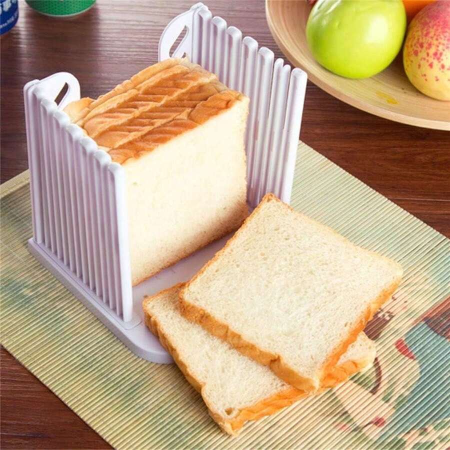 Adjustable Bread Slicer/Homemade Bread Cutter, Plastic Bread Slicing Machine For Slicing Bread, Foldable - Multicolor - View 1