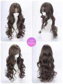 SHUDUO 1 Piece Synthetic Heat Resistant Curly Brown Wig, Center Parted, Made Of Fiber For Everyday Use, Natural And Realistic Wig (Accessories Not Included) - Brown - View 7