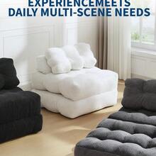 Sofá Cama Plegable 3 en 1 con Almohada Plegable colchón con Soporte Trasero, cómoda Silla portátil, sofá para Sala de Estar, recámara, no Requiere Montaje - Beis - Ver 8