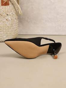 2025 Women's Fashion High-End Fluorescent Green Pointed Toe Hollow Out Stiletto High Heel Shoes, Women's High Heels - Pointed Toe, Smooth Ankle Strap, Suitable For Party, Daily Work And Fashionable Versatile Comfortable Pumps - Black - View 7