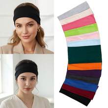 1件装男女通用纯色加宽弹力瑜伽运动头带跑步骑行户外运动吸汗带 - 多色 - 查看 4