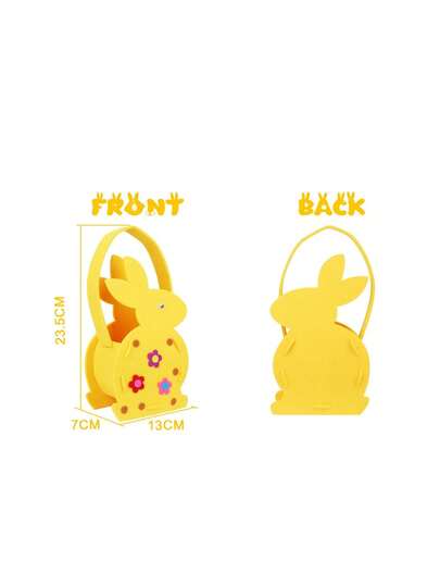 1个可爱卡通兔子毛毡篮，便携式兔子手提袋，适用于复活节彩蛋寻宝、糖果礼品收纳、春节派对装饰和家居摆件