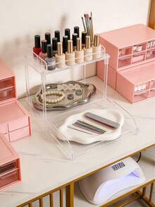 1pc Asymmetrical Ceramic-Like Tray (Silver & White): Fashionable Vanity, Bathroom, Bedroom Vanity, Coffee Table, Entryway Key Holder, Cosmetic Storage, Kitchen Snack Display Decorative Dish, Suitable For Home, Hotel And Gift Scenarios, Makeup Room Decor - Multicolor - View 5