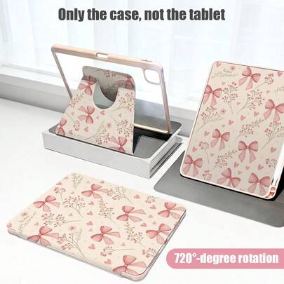 Bow-Knot 1pc Flip Cover Desk Protector With Pen Slot, 720 Degree Rotating Stand, PU Leather Case With Auto Sleep/Wake Function, Compatible With Honor Pad 8/9/10, Honor GT 11.5inch/X7/X8A/X9/X8Pro/X9Pro/V9/V8 Pro, Matepad SE 11inch/Matepad 11 Inch 2023/2022 Model/MatePad 11.5 (2026), Redmi, OPPO, VIVO, Apple