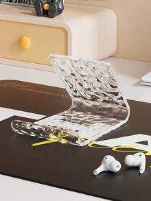 Acrylic Glacier Pattern Phone Stand, Transparent Wavy Texture Desktop Phone Holder, Suitable For Android Phones And Tablets, Hands-Free Stand, Luxury Ins-Style Phone Desk Stand, Office IPad Tablet Stand, Reading Stand - Multicolor - View 5