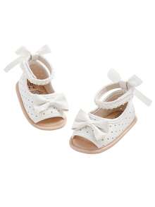 婴儿男女童夏季凉鞋派对婚礼礼服平底鞋新生儿学步鞋学步鞋0-18个月 - 白色 - 查看 7