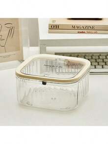 1pc High Quality Transparent Small Desktop Trash Can, Multifunctional Makeup Vanity And Office Desk Organizer - Multicolor - View 7