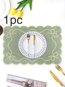 Bộ 1/2/4 tấm lót bàn bằng vải thêu, thích hợp trang trí bàn tiệc cưới, khăn trải bàn vải kiểu Châu Âu tối giản thanh lịch, lót bàn có nơ. - Nhiều màu - Xem 24