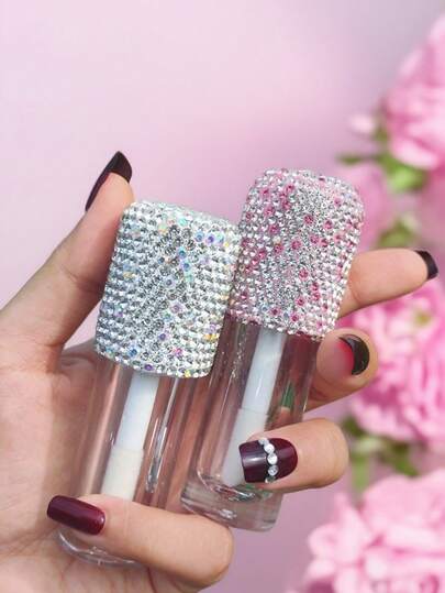 6ml Botella recargable de brillo de labios, 1 pieza Tubo de brillo de labios con brillantes de lujo, Contenedor portátil de bálsamo labial de maquillaje DIY, Adecuado para regalo de maquillaje elegante para mujeres y niñas