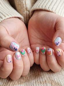 1 Easter Themed Children's Nail Sticker, Cartoon Rabbit Easter Egg Bow 3D Nail Sticker, Girl Easter Party Decoration Nail DIY Toy Baby Holiday Gift Easy To Stick And Tear Easter Children's Fun Nail Decoration Sticker Suitable For Girls Aged 3-12 Years Old Easter Elemental Nail Sticker - Multicolor - View 3