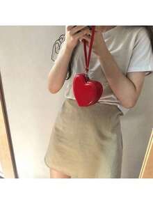 Ins Red Heart Coin Purse PU Card Holder Coin Purse Female For Women Money Wallet Mini Wallet Purse Wallet Small Wallet Wristlet Wallet - Red - View 3