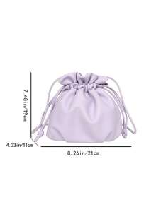 Fashionable Versatile Drawstring Lucky Bag Bucket Crossbody Bag - Purple - View 8