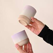 Macaron Ombre Ceramic Latte Cup - Soft Color Block Coffee Mug Suitable For Home And Office - Multicolor - View 5