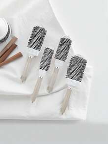 4pcs/2pcs/1pc Tapered Gray & White Round Curling Iron Brush, Salon Styling Brush, Hollow Aluminum Tube Brush, Ceramic Curling Brush, Straightening Brush, Hair Brush, Home/Travel Essential - Multicolor - View 2