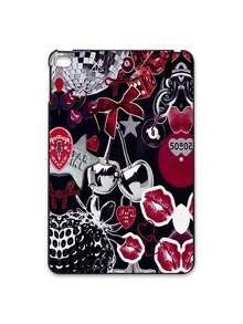 Y2K Baddie Collage iPad哑光黑保护壳，饰有复古迪斯科球、樱桃、红唇、豹纹、蝴蝶结、爱心锁图案，iPad保护套 - 黑色 - 查看 12