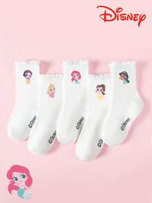 Disney 5 đôi tất trẻ em cổ ngắn viền ren trắng kiểu công chúa, kiểu dáng dễ thương, phù hợp với phong cách ngọt ngào, họa tiết độc đáo đáng yêu, tất học sinh thời trang thoáng khí, thích hợp để mặc hàng ngày, đi học, làm quà tặng ngày lễ. - Nhiều màu - Xem 10