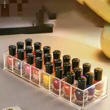 1个亚克力眼影盘收纳盒 - 透明桌面化妆品收纳盒，带粉饼盒和化妆品隔层 - 無色 - 查看 3