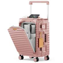 Joyway 20 Inch Carry On Luggage With Front Laptop Compartment Wide Handle Metal Corners Cup Holder Side Hook 360 Silent Spinner Wheels TSA Lock Airline Approved Hardshell Suitcase Travel Essentials Durable For Men Women Vacation Business Large Capacity Travel Accessories - 乾枯玫瑰色 - 查看 3