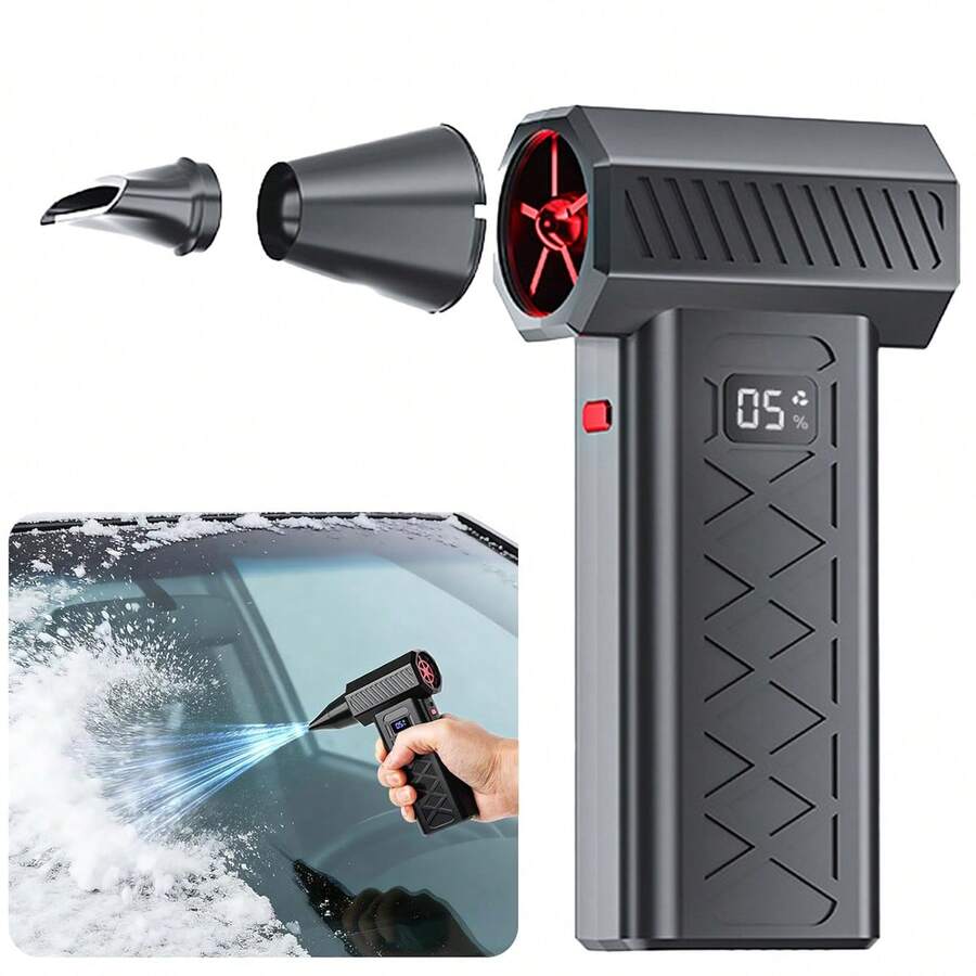 Snow Whiz Turbo Blower,130,000RPM Mini LED Turbo Snow Blower,Snowwhiz Turbo Blower Handheld,Turbo Breeze Electric Blower,Air Duster Cordless Cleaner For Car Windshield Winter Snow Cleaning Home - 黑色 - 查看 1