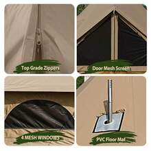 CYglamcamp - Tienda de campaña 100 % algodón impermeable para acampar familiar 4 estaciones impermeable para exteriores y campanas de yurta - 164 pies - Ver 6