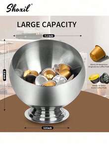 shoxil 1 cái giá đựng viên nang cà phê bằng thép không gỉ 18/22cm có đế và cốc nghiêng, giá để đựng viên nang cà phê. - Cái bát - Xem 4