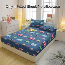 1pc City Traffic Pattern Breathable Fitted Fitted Sheet, Soft & Comfortable Mattress Cover For Bedroom, Guest Room And Dorm, Mattress Protector, Bedding (Pillow Case Not Included) - Multicolor - View 3