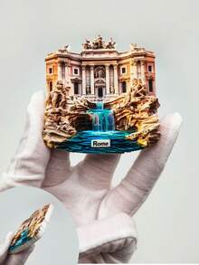 1 Peça Imã de Geladeira 3D da Fonte de Trevi, Roma, Itália, Imã de Lembrança de Viagem do Poço dos Desejos, Imã de Lembrança de Viagem de Ponto Turístico Pintado em 3D, Coleção Criativa de Viagem, Presente Criativo de Decoração Doméstica, Imã de Geladeira de Resina Artesanal 3D Em Alto Relevo, Decoração de Cozinha, Imã de Cenário Famoso, Presente Criativo de Decoração Doméstica para Amantes de Viagem - Multicolorido - Visão 6