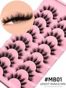 8 Pairs Cat Eye Lashes Natural Cross Volume Faux Mink Eyelashes Fluffy Soft Eyelashes Thick Dramatic False Eyelashes Glam Volume Fake Lashes,Beginner-Friendly,Suitable For Any Occasion - Black - View 9