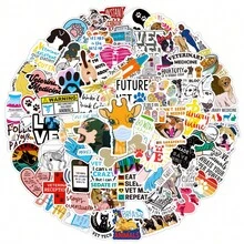50/100pcs Vibrant Veterinary Series Stickers - Decorative Scrapbooking & Stamping Stickers For Mobile Phone Case, Laptop, Helmet, Skateboard, Waterproof DIY Creative Decoration Aesthetic Stickers For Scrapbook Journaling Water Bottles Laptop - A - View 3