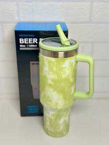 Large 1200ml Capacity, Ideal For Those Who Drink A Lot Of Water. Stainless Steel Material, Keeps The Temperature For Longer. With Straw And Lid, Practical For Drinking Without Spilling. Side Handle, Easy To Carry. Gradient Design In Pastel Colors, Modern And Stylish. Perfect For Work, Gym, Travel And Car. - 青檸色 - 查看 1
