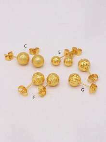 迪拜镀金小耳环，耳环首饰，耳钉，非洲婚礼礼物，女士款 - 金色 - 查看 2