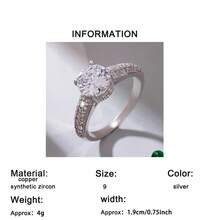 1pc Women's Elegant Sparkling Round Cubic Zirconia Ring, Suitable As Decorative Ring, Wedding Ring, Engagement Ring, Valentine's Day Gift, Christmas Gift, New Year Gift - Silver - View 5