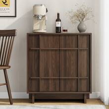 GIKPAL Sideboard Buffet Cabinet With Storage, 31" Mid Century Storage Cabinet With Lines Panel Doors, Adjustable Shelf For Kitchen Dining Room, Wood Accent Cabinet For Living Room, Walnut - 1個核桃 - 查看 1