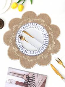 Bộ 1/2/4 tấm lót bàn bằng vải thêu, thích hợp trang trí bàn tiệc cưới, kiểu dáng tối giản thanh lịch phong cách Châu Âu, họa tiết sao và trăng. - Nhiều màu - Xem 4