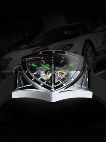 T-WINNER 1pc Fashionable Sports Mechanical Men's Watch, Luminous Pointer, Rubber Strap, Business Casual Automatic Mechanical Watch, Gift Box - Silver - View 4