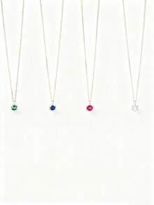 1pc Customized Birthstone Necklace, Square Gemstone Personalized Birthday Gift, Mother's Day Gift - Multicolor - View 8