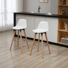 Set Of 2 Bar Stools, Kitchen Stools, Bar Chairs With Footrest, Faux Leather, White, 38.5 X 42.5 X 91 Cm, For Dining Room, Kitchen - White - View 1