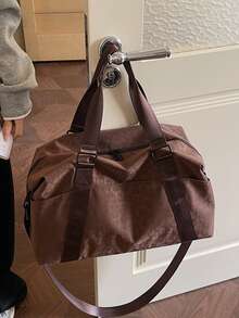 New Fashionable Travel Bag Solid Color Minimalist Niche Design With Sequins Stylish And Cool Suitable For Short Trips Fitness Large Capacity Versatile And Exquisite - Coffee - View 11