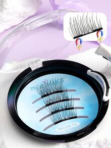 1 Pair Magnetic Half Eyelashes, Fresh & Natural Look, Easy To Wear Magnetic Design - Black - View 3