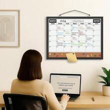 Monthly Calendar Dry Erase Board 16x12 Inch, Double-Sided Whiteboard And Corkboard Combo With Black MDF Frame, Wall Mounted Planner With Markers, Magnets, Push Pins, Eraser - 黑木框 - 查看 8