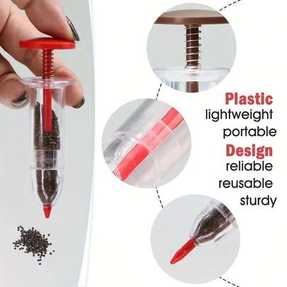1pc Manual Hand-Held Seed Planter, Equipped With Transparent Tube, Ergonomic Handle And Durable Plastic Body - Portable Seed Spreader, Suitable For Lawn Care, Garden, Potted Plants And Seed Cultivation, An Ideal Tool For DIY Landscaping