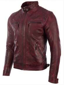 AVIATRIX Men's Real Leather Jacket Burgundy 44T9 - Burgundy - View 3