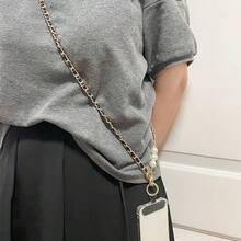 1pc Pearl Metal Leather Phone Lanyard Strap, Crossbody Bag Hanging Chain, Sturdy Wholesale - Multicolor - View 5
