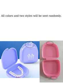 1pc New Dental Retainer Storage Box, Orthodontic Retainer Case With Ventilation Holes, Mini Portable Denture Box, Breathable Orthodontic Appliance Storage Box, Denture Box, Minimalist Solid Color Denture Storage Box, Plastic Denture Storage Box, Portable Denture Storage Box With Holes - Multicolor - View 11