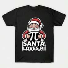 Camiseta de Navidad con números de Santa Loves Pi Nerd Matemáticas Lógica Humor para hombres y mujeres 100% algodón camisetas de manga corta 1028-3 - Negro - Ver 1