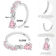 BSJ4U Hoop Nose Rings For Women Nose Piercings 20G Stainless Steel Nose Rings Hoops Heart Butterfly Flower Bow Teardrop Double Nose Hoops Gold Plated Silver Pink Clear CZ Nose Piercing Jewelry - Khuyên mũi màu bạc hồng - Xem 6