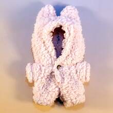 一件适用于第一/第二/第三代布娃娃的服装，陶瓷娃娃长发双面泡泡绒连体衣，15-18厘米娃娃连体衣，粉色皮革长发连体衣套装，悬挂式仙女配饰服装 - 皮粉色 - 查看 7